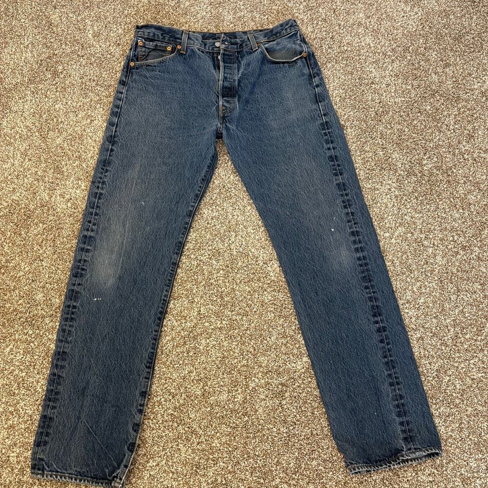 Levi's 501 Button Fly Jeans Men's 38x38 (see photos) Blue Straight Leg Workwear